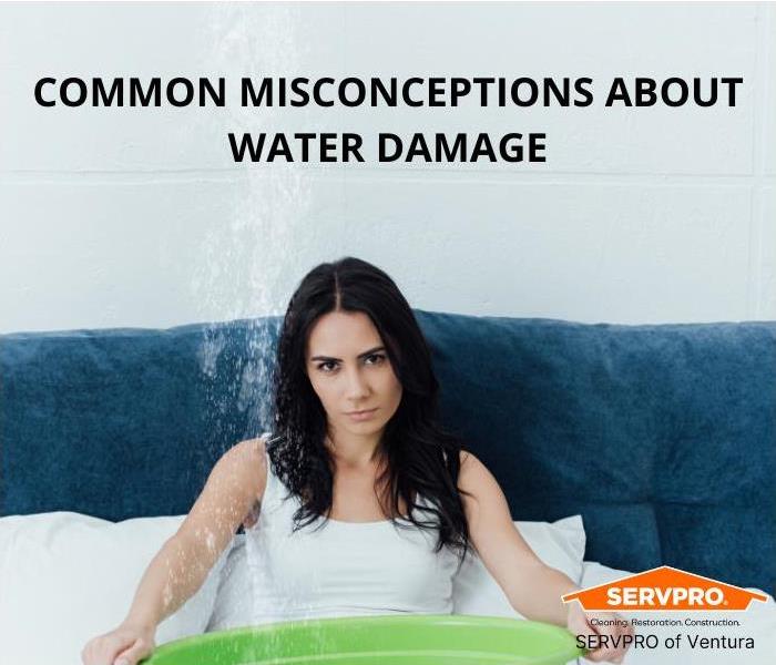 dissatisfied woman in bed dealing with water damage