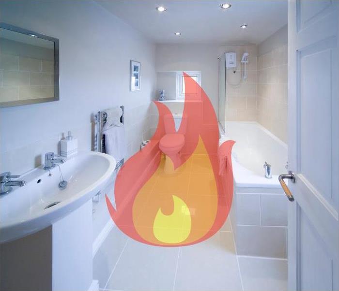 bathroom on fire